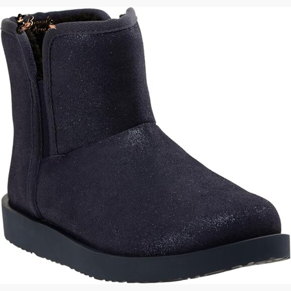 Genuine Water-Resistant Suede Slip-On Boots with Sherpa Lining